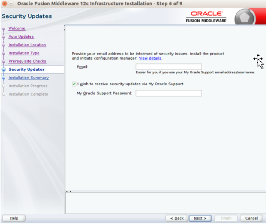 Security Updates window